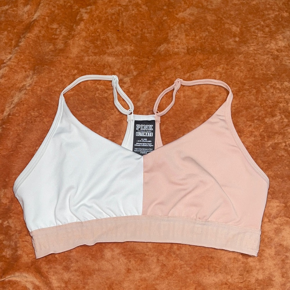 Pink and White Sports Bra